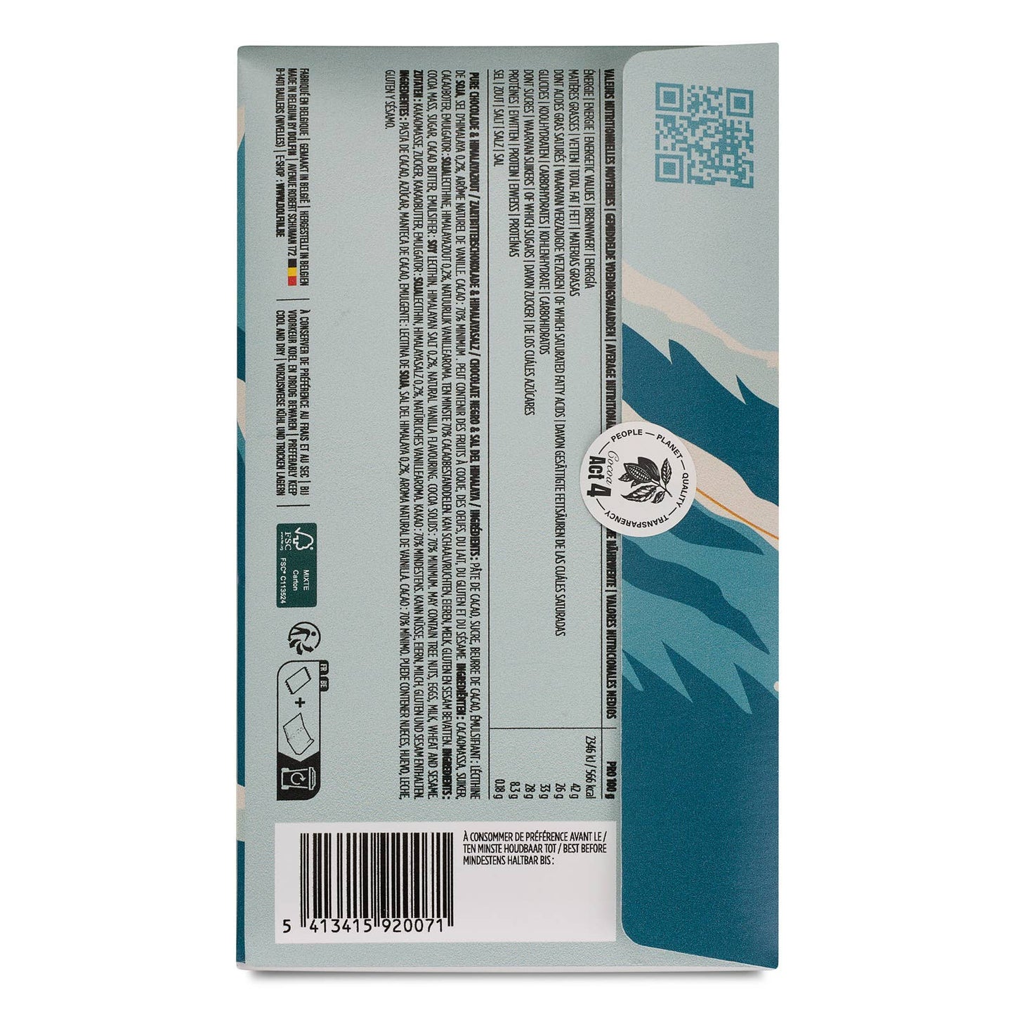 Dolfin Vintage Winter Dark 70% & Himalayan Salt 70 g – belgialainen tummasuklaalevy Himalajan suolalla vintage-talvikääreessä.