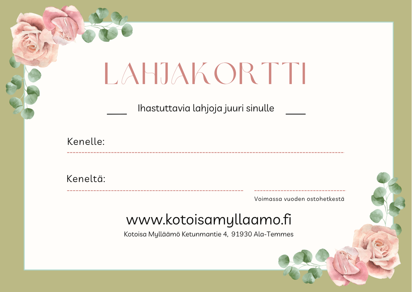 Lahjakortti naiselle joka arvostaa yksilöllisyyttä ja laatua