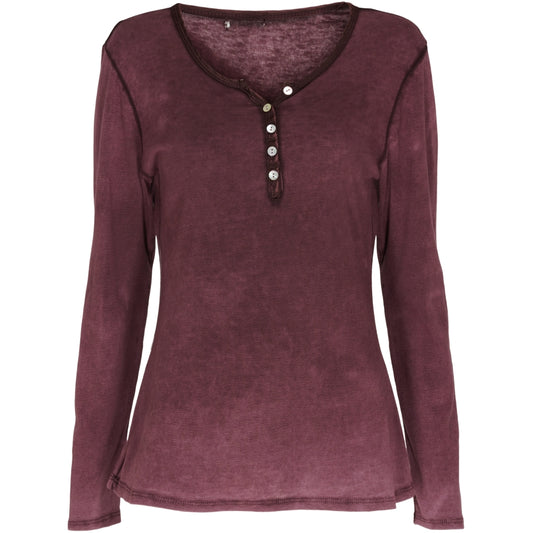 MARTAn Pitkähihainen T-paita, V-pääntie ja lyhyt napitus, sileää puuvillaneulosta.