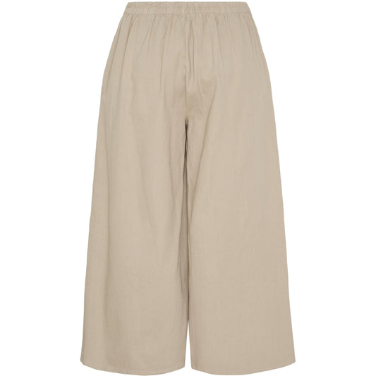 Leveälahkeiset puuvillahousut naisille, housuhameen tyyli, nappi ja vetoketju, vekit edessä, 100% puuvilla