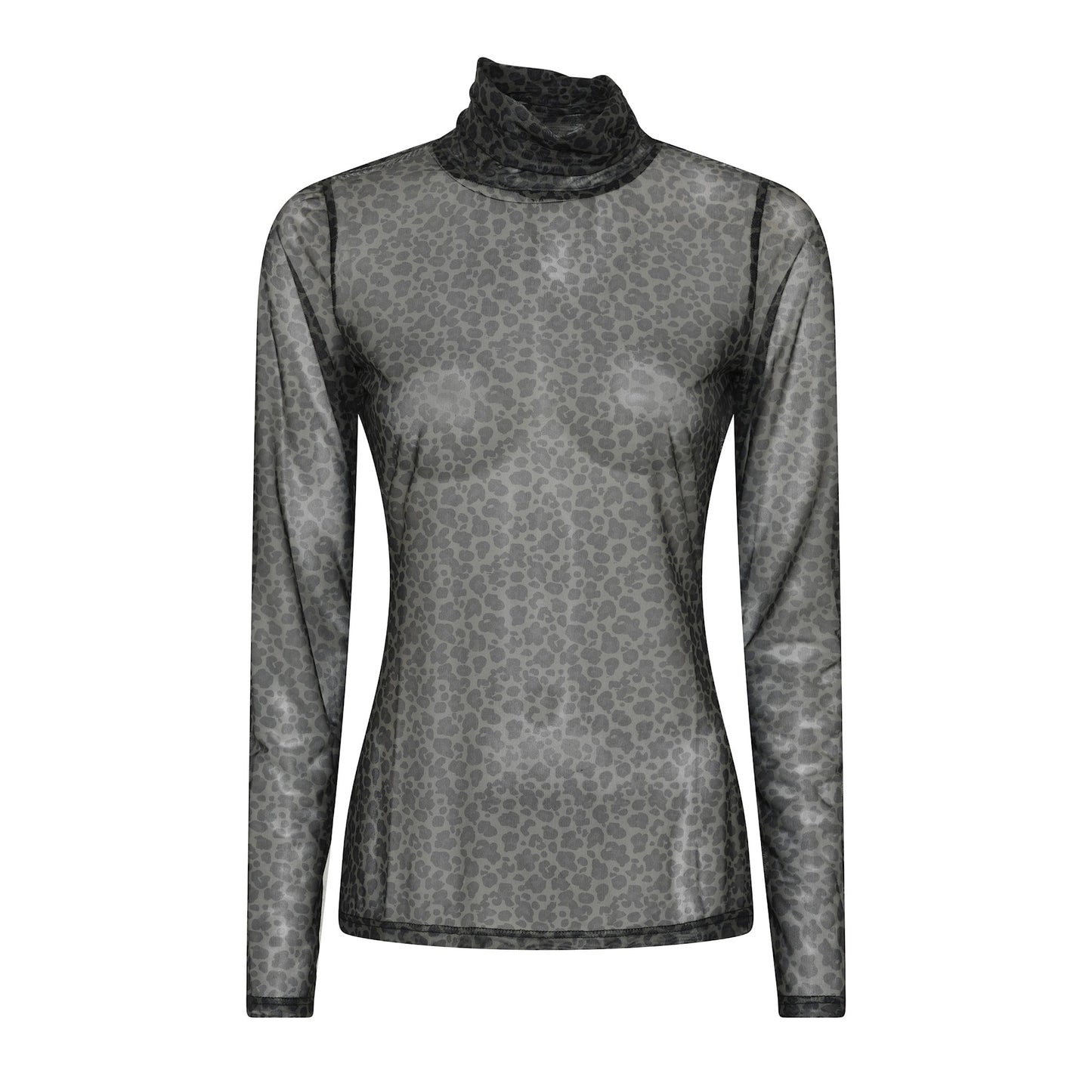 Mango-meshpaita vihreä Soulmate – tyylikäs ja kevyt mesh-paita leopardikuosilla ja korkeakauluksella