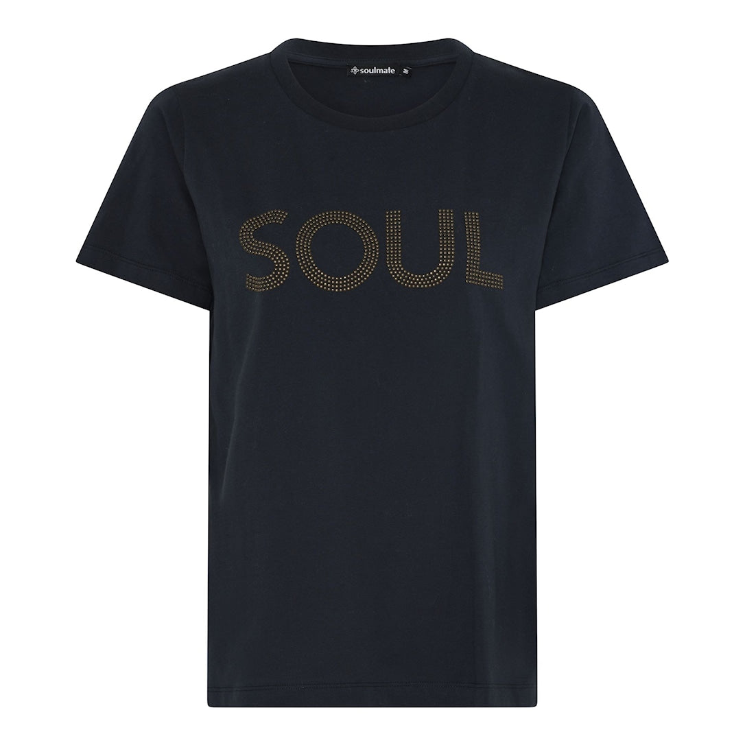 T-paita Soul-tekstillä – sininen puuvillainen perus-T-paita