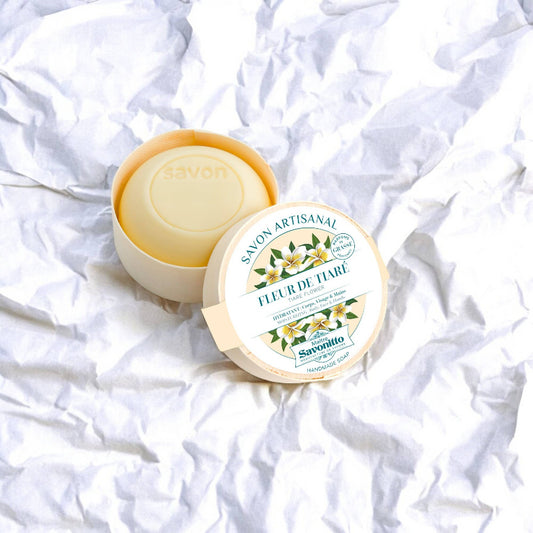 Tiare Flower -saippua puurasissa, kukkaistuoksuinen luksussaippua, luonnollinen ja trooppinen käsintehty saippua