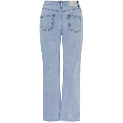 Adelina-farkut MARTA, vaalea denim, joustavat farkut perinteisellä napilla ja vetoketjulla, vyölenkit ja hieman kulutetut lahkeet – trendikkäät ja mukavat.