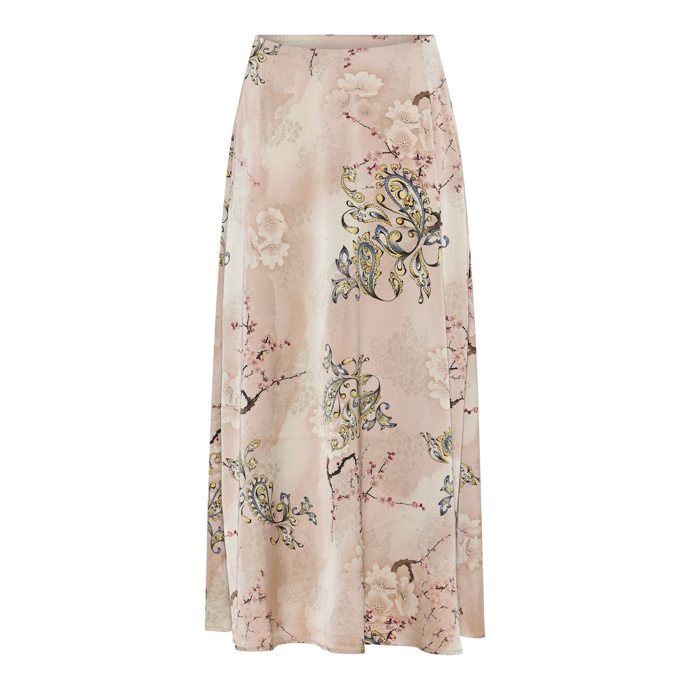 Beauty 2 hame, pitkä ja kevyt hame kauniilla kuosilla, satiininpehmeä materiaali – romanttinen ja elegantti hame arkeen ja juhlaan.