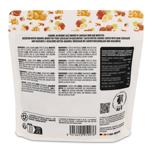 Ylellinen tumma suklaa, jossa rapeat hasselpähkinät ja luonnollinen vanilja luovat täydellisen ylellisen makuelämyksen.