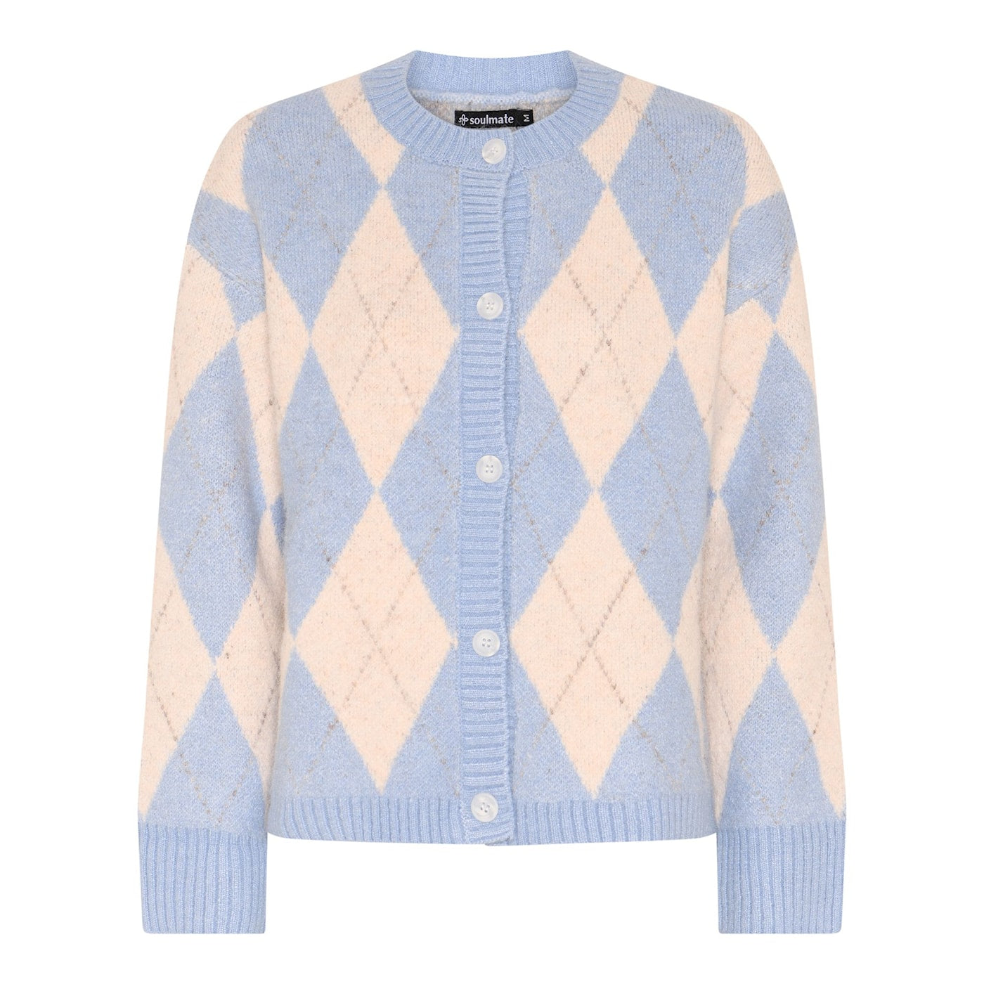 Salmiakkikuvioinen neuletakki kevään muotiväreissä, pehmeä ja klassinen neule arkeen