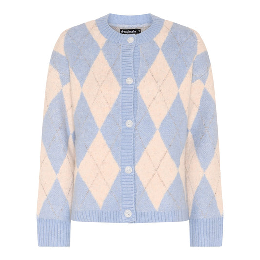 Salmiakkikuvioinen neuletakki kevään muotiväreissä, pehmeä ja klassinen neule arkeen