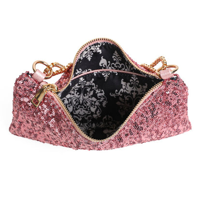 Dance iltalaukku Rosenvinge - kankaasta ja paljeteista, vetoketjusuljenta ja tyylikäs ketjuolkahihna 