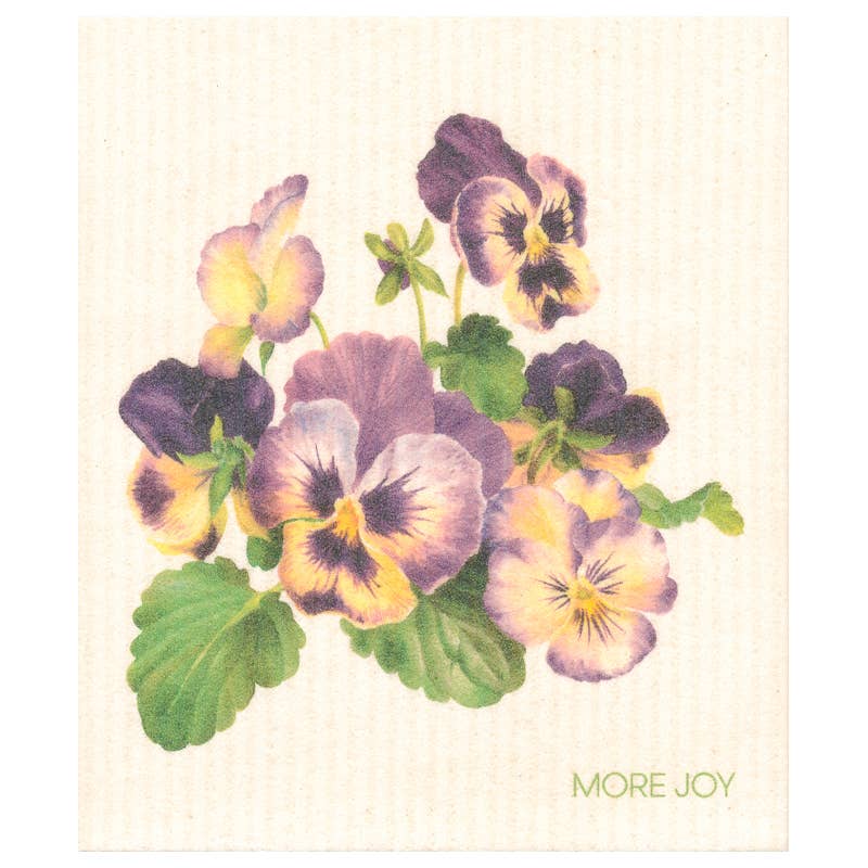 Design tiskirätti Orvokit– ekologinen ja kompostoitava tiskirätti