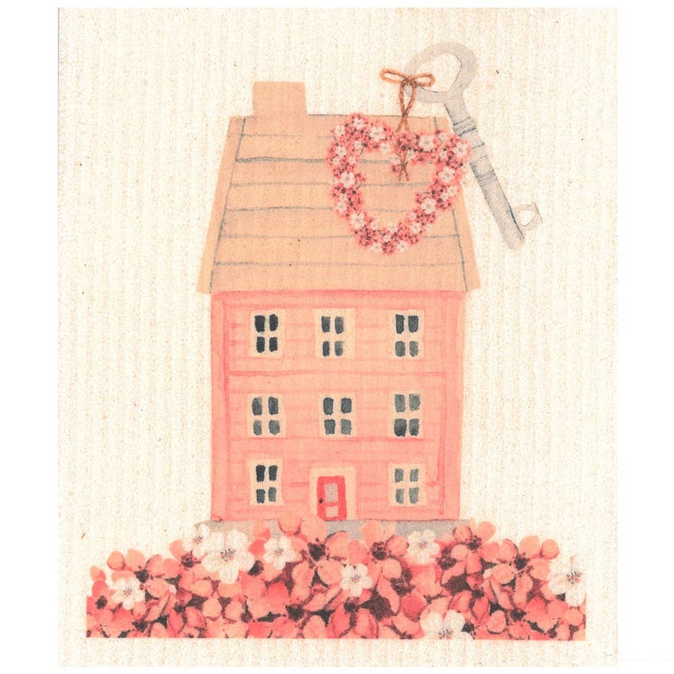 Design tiskirätti Uusi koti – ekologinen ja biohajoava tiskirätti