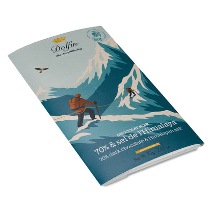 Dolfin Vintage Winter Dark 70% & Himalayan Salt 70 g – belgialainen tummasuklaalevy Himalajan suolalla vintage-talvikääreessä.