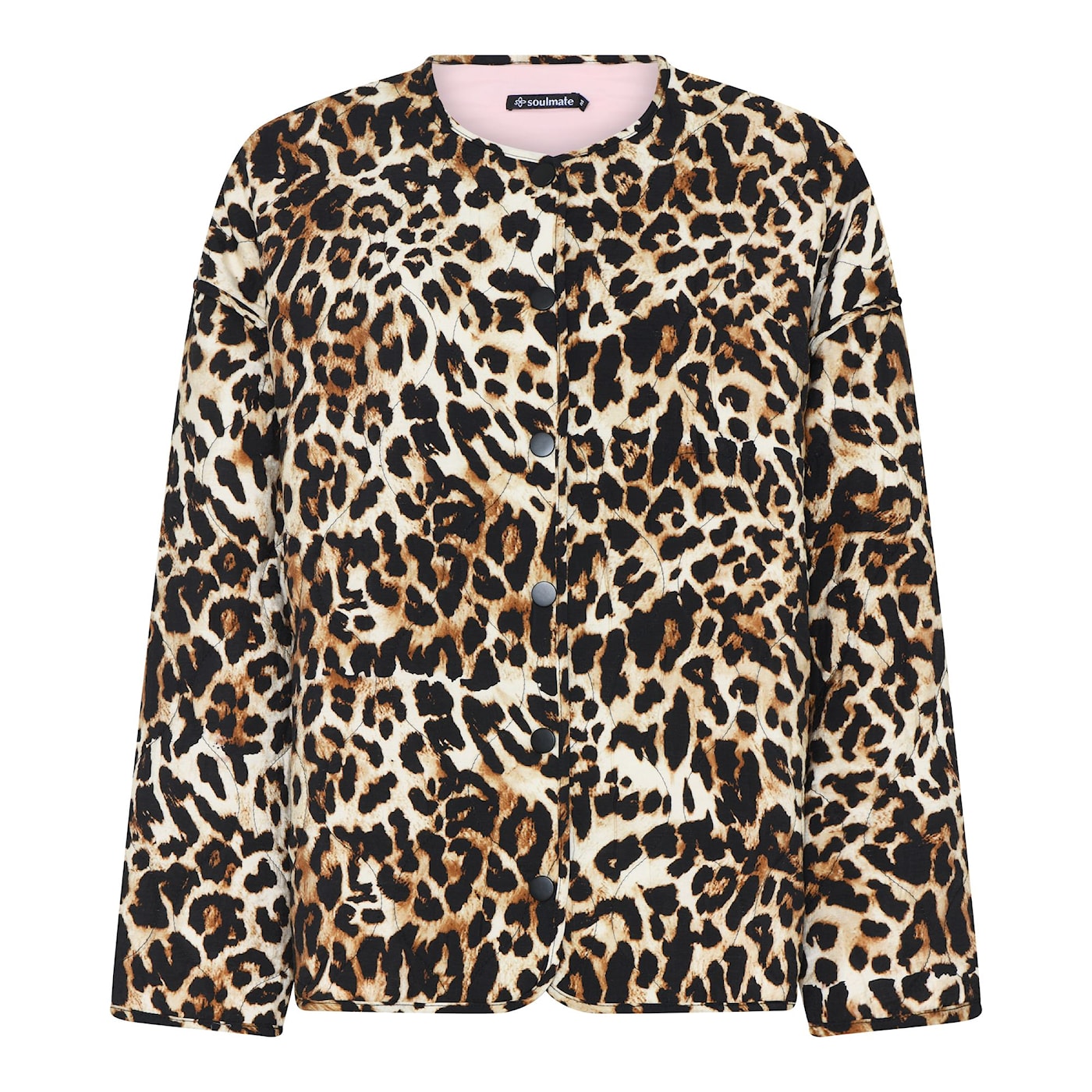 Soulmate Elisabeth 4 takki – leopardikuosinen tikkitakki painonapeilla, kevyt ja tyylikäs