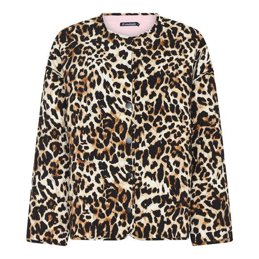 Soulmate Elisabeth 4 takki – leopardikuosinen tikkitakki painonapeilla, kevyt ja tyylikäs