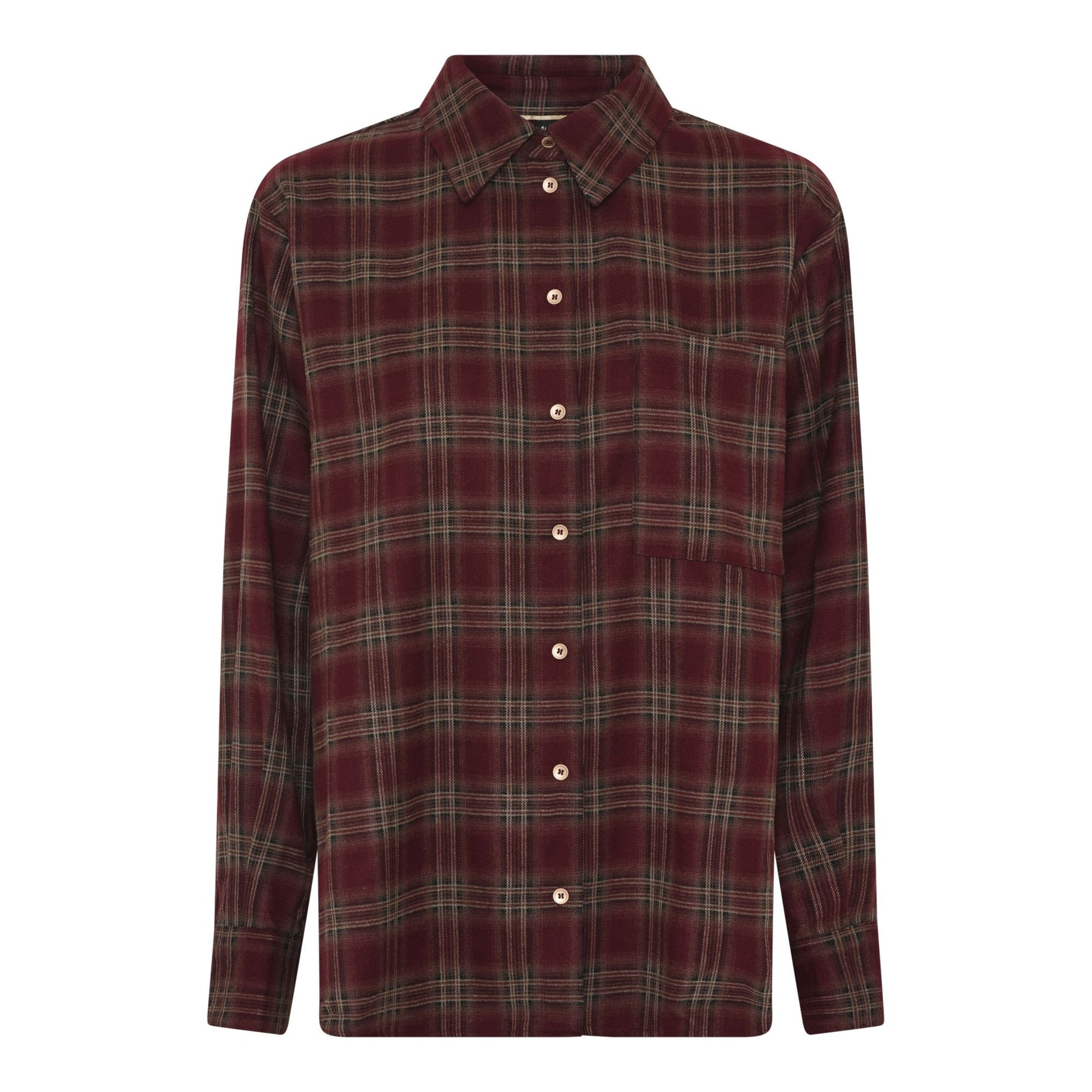 Soulmate Hunter -flanellipaita, perinteinen ruutukuvio, nappilista ja rintataskut, pehmeä ja lämmin materiaali.