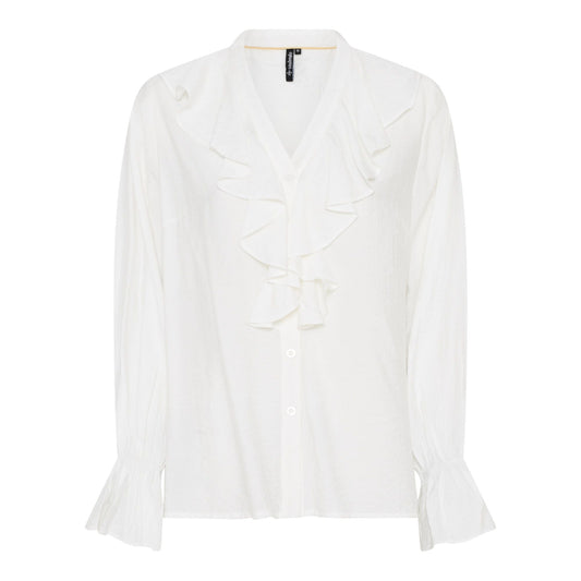 Soulmate Fleurie -paita syksyn uutuusväreissä, röyhelökaulus ja kuminauhalliset hihansuut.