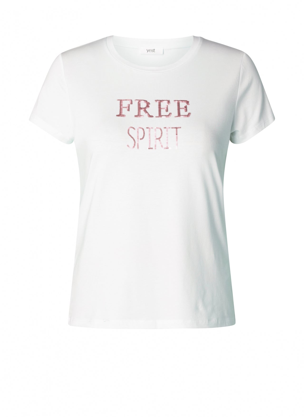 Gianina T-paita Free Spirit tekstillä, rento regular-fit, pehmeä materiaali ja iloinen teksti, monikäyttöinen arkeen