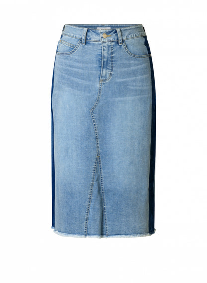 Iris farkkuhame slim fit, bleached wash, joustava denim-hame polven yläpuolelle