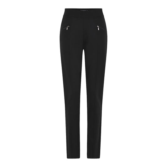 Joustavat Stretchy-housut, kapealahkeiset housut vetoketjutaskuilla ja joustavalla leveällä vyötäröllä – mukavat ja tyylikkäät arkeen.