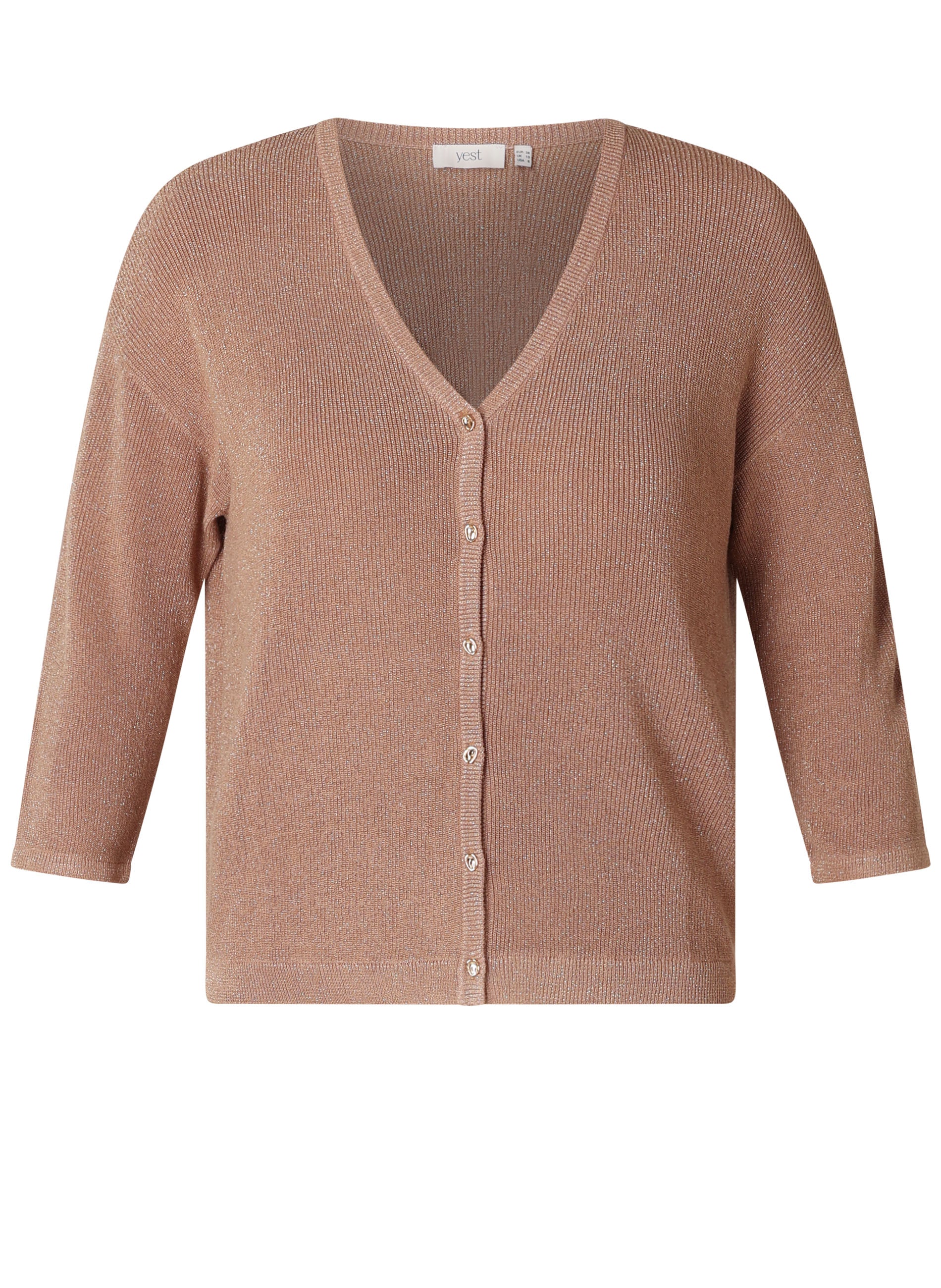 Kira kevyt neuletakki lurex-kimalluksella ja 3/4-hihoilla