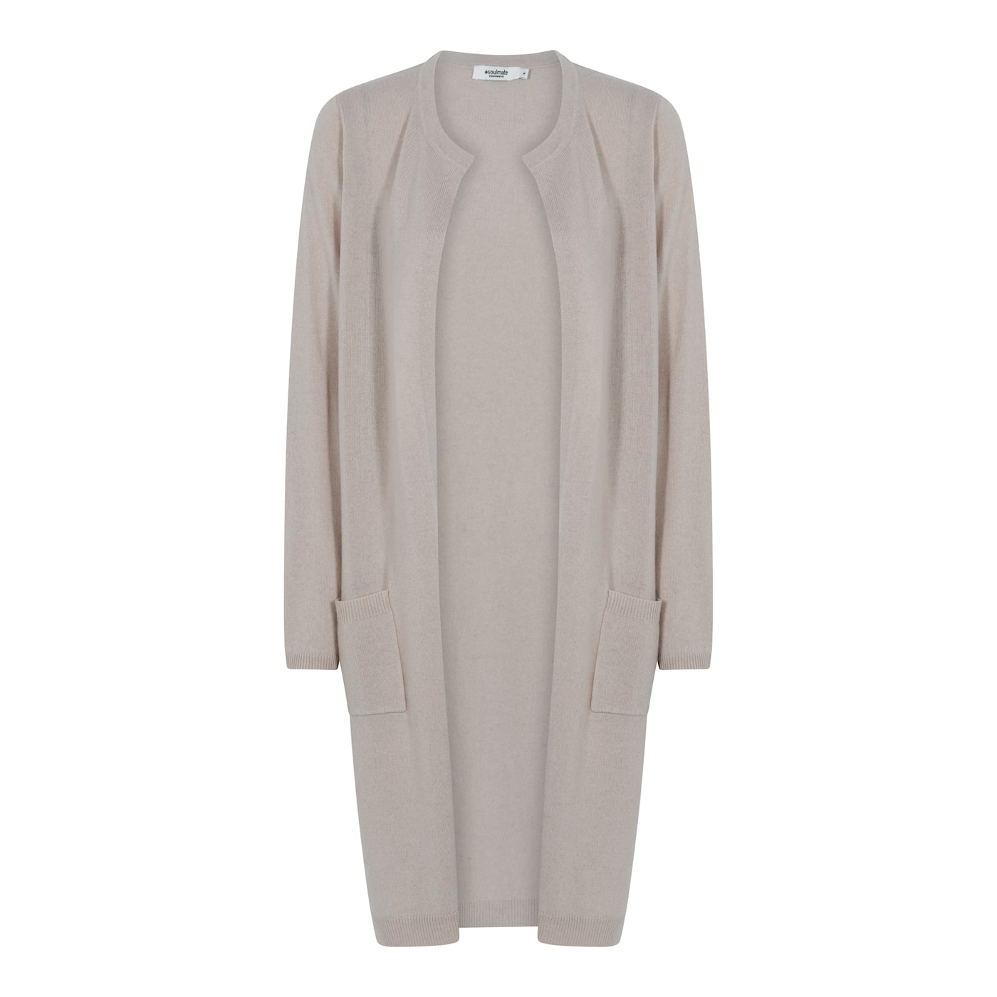 Lama 3 pitkä ylellinen naisten neuletakki kašmirvillaa, avoin etuosa