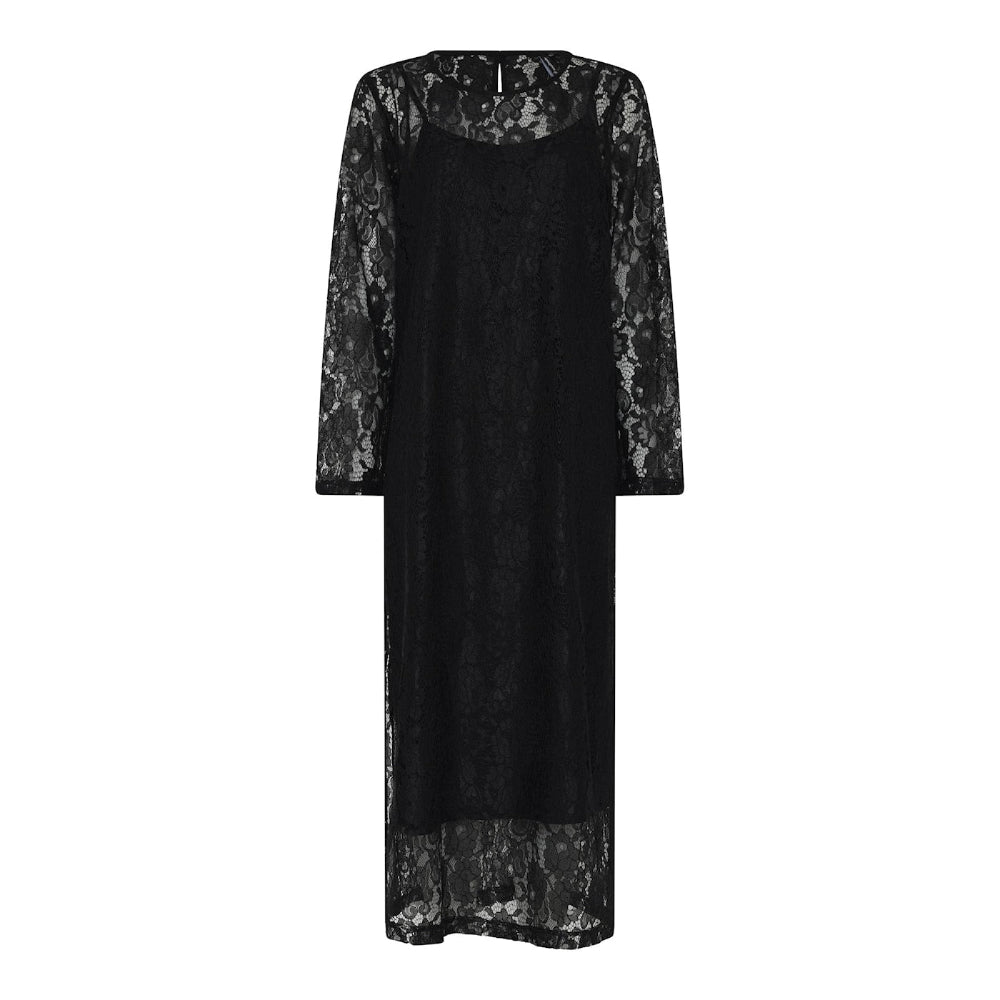 Elegantti Lulu pitsimekko naisille spagettiolkaimisella alusmekolla Naisten imarteleva mekko pehmeällä laskeutuvalla materiaalilla