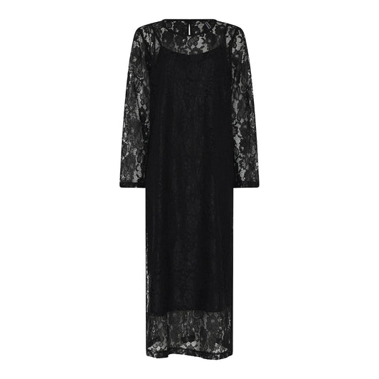 Elegantti Lulu pitsimekko naisille spagettiolkaimisella alusmekolla Naisten imarteleva mekko pehmeällä laskeutuvalla materiaalilla