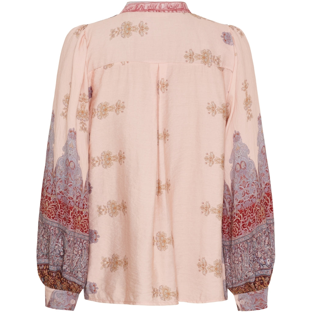 Boho-tyylinen paitapusero naisille, pystykaulus, napitus, laskeutuva viskoosi-nylon materiaali, tyylikäs arkeen ja juhlaan