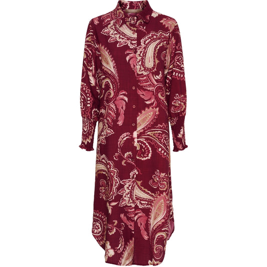 Marta du Château, värikäs kesämekko naisille, napillinen, kaulus, leveät joustoresorit hihansuissa, elegantti printti, arkeen ja juhlaan