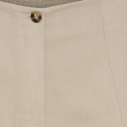 Leveälahkeiset puuvillahousut naisille, housuhameen tyyli, nappi ja vetoketju, vekit edessä, 100% puuvilla