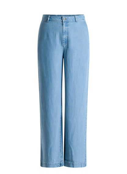 Milaine leveälahkeiset Tencel-farkut vaaleansiniset, pehmeät ja kevyet denimlook housut