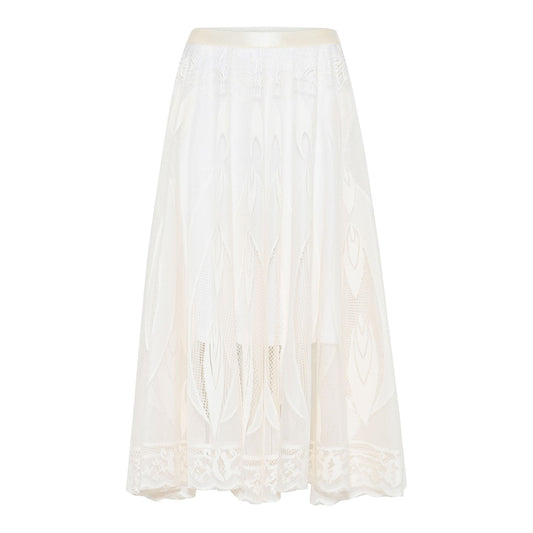 Mildred-hame Soulmate, pitkä pitsihame joustovyötäröllä ja alushameella – elegantti ja naisellinen hame juhlaan ja erityisiin hetkiin.