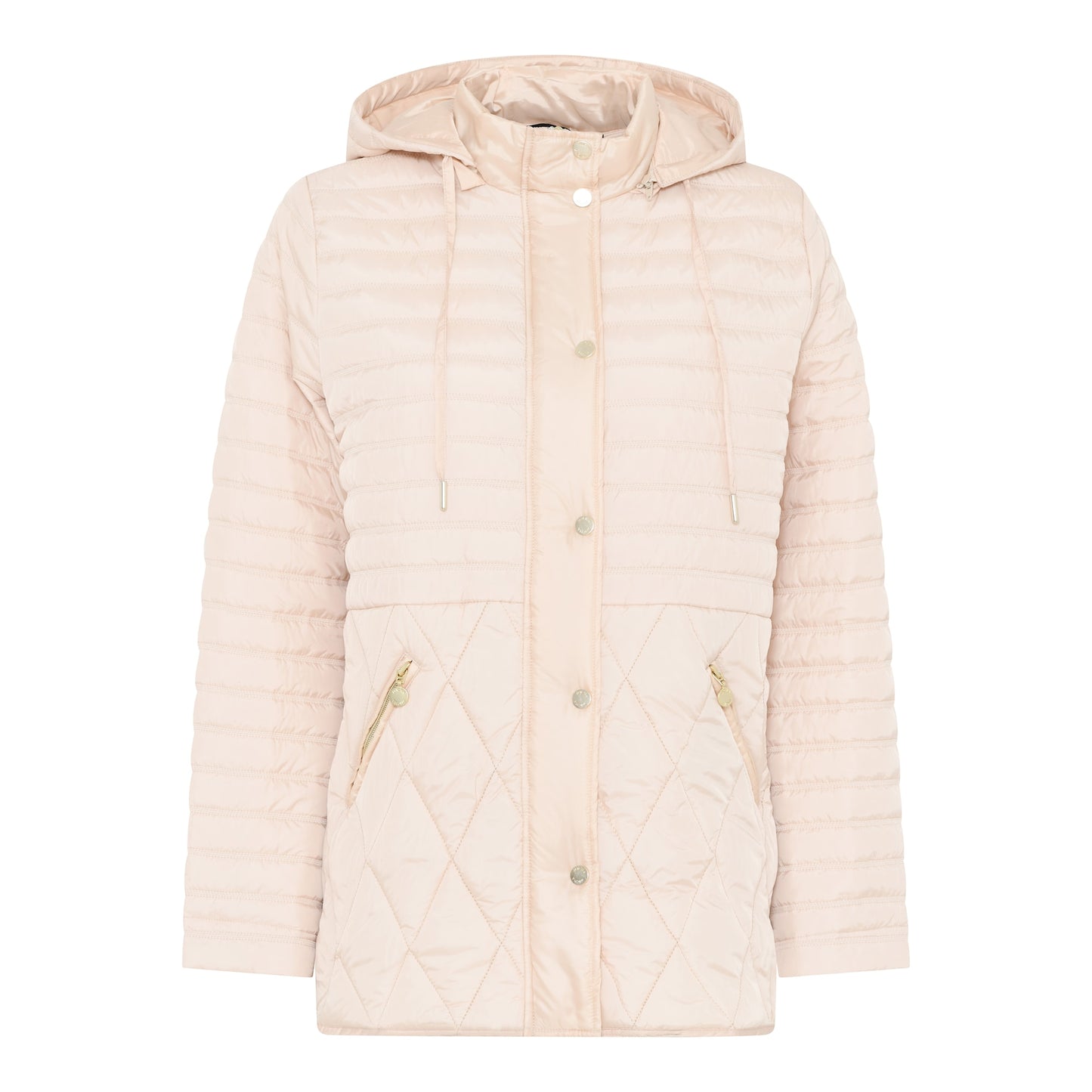 New Spring Quilt -tikkitakki huppulla, vetoketjutaskuilla ja nappilistalla, tyylikäs kevättakki