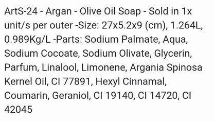 Oliivi-argan palasaippua, hoitava ja ihanasti tuoksuva saippuapala.