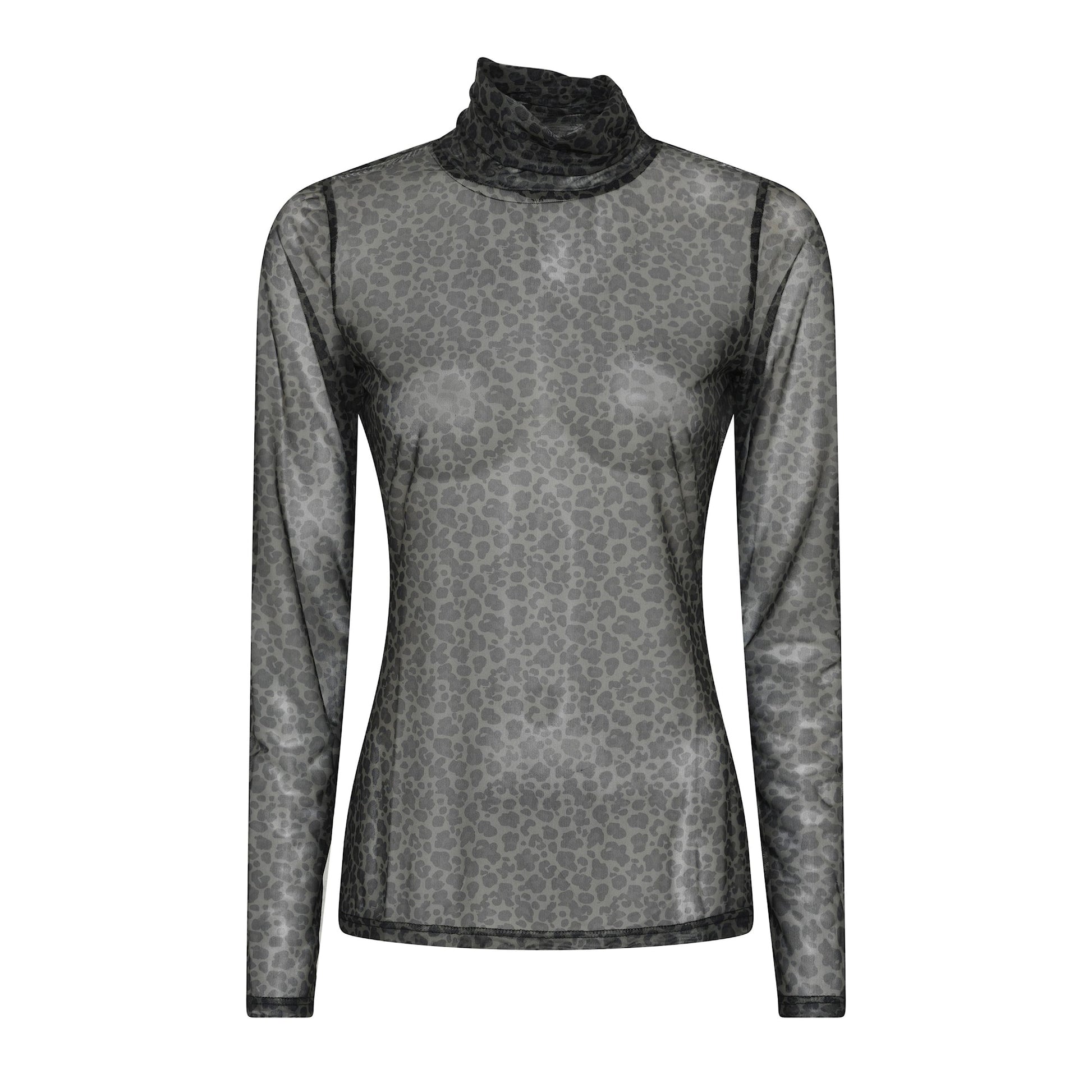 Mango-meshpaita vihreä Soulmate – tyylikäs ja kevyt mesh-paita leopardikuosilla ja korkeakauluksella