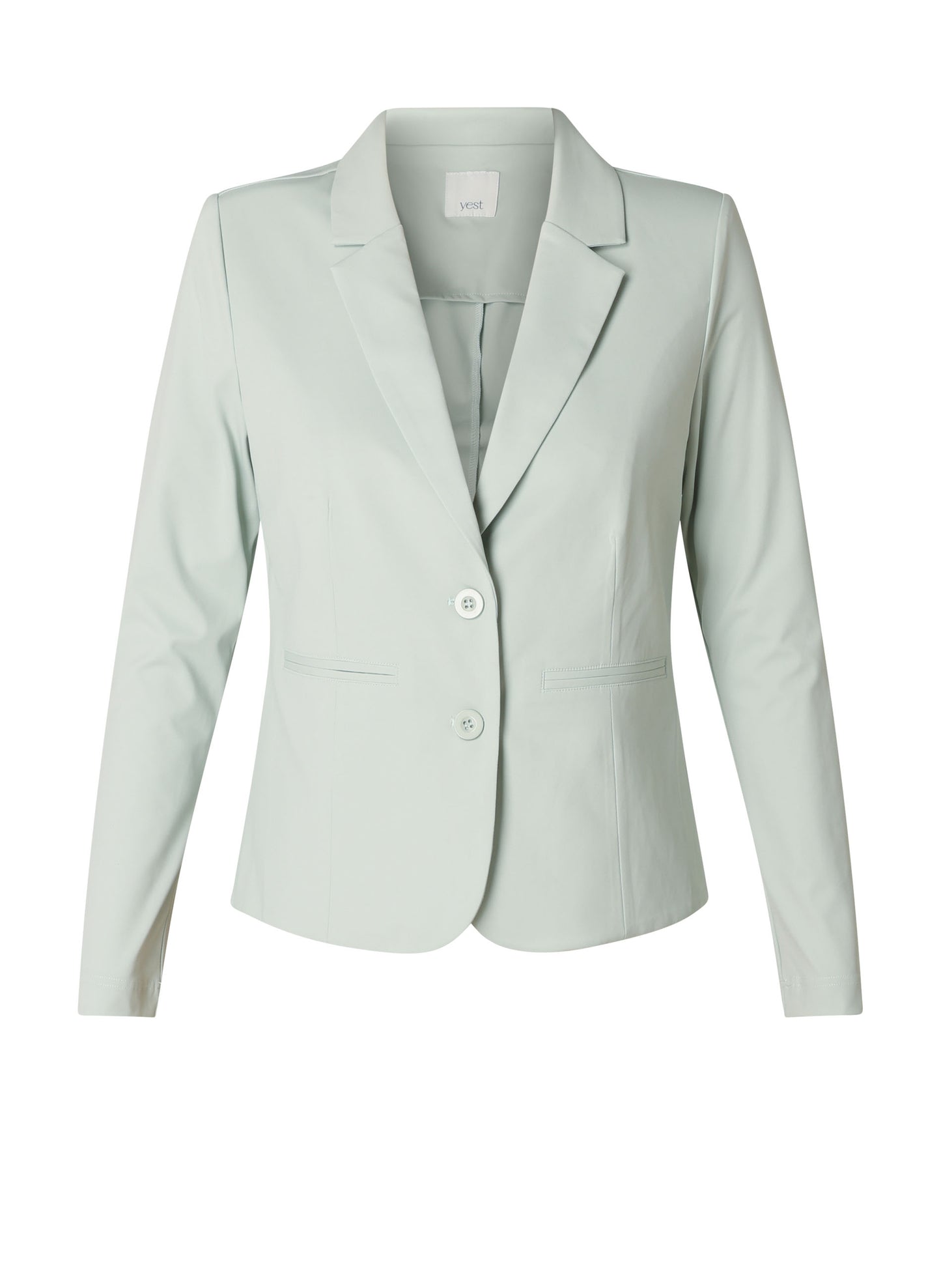 Pastellinvihreä slim-fit bleiseri joustavasta kankaasta, rypistymätön ja hengittävä jakku