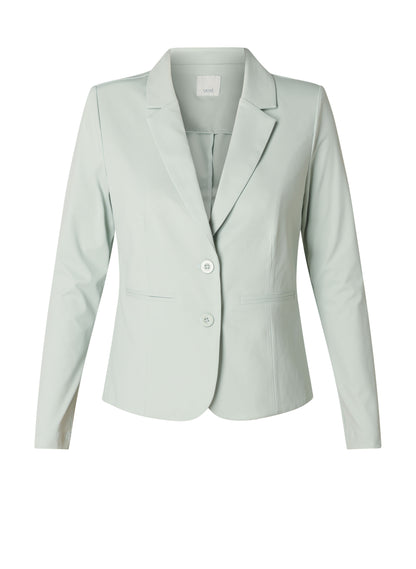 Pastellinvihreä slim-fit bleiseri joustavasta kankaasta, rypistymätön ja hengittävä jakku
