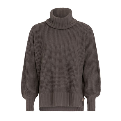 Robin Turtleneck -pooloneule, paksu ribbineulos ja balloon-hihat.