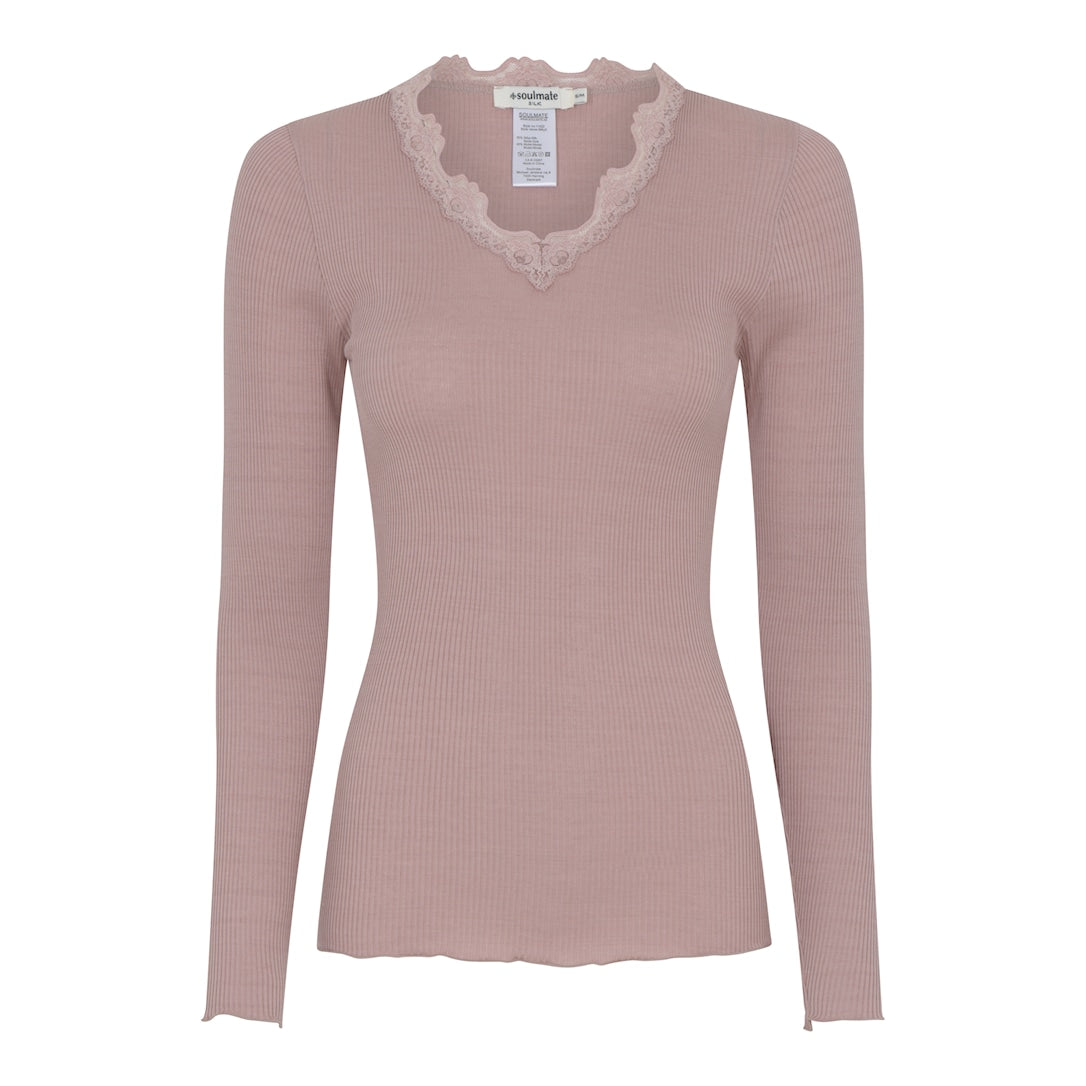 Silky 2 naisten pitkähihainen pehmeä ja laskeutuva silkkimodaali-paita naisille, V-pääntie.