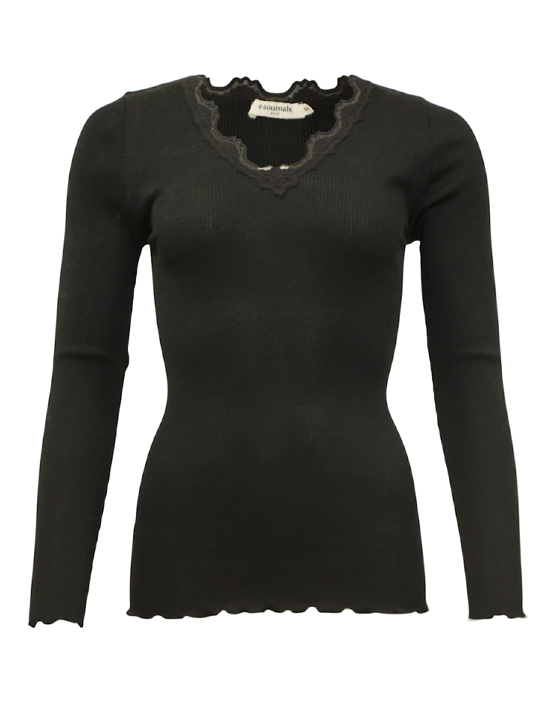 Silky 2 naisten pitkähihainen pehmeä ja laskeutuva silkkimodaali-paita naisille, V-pääntie.