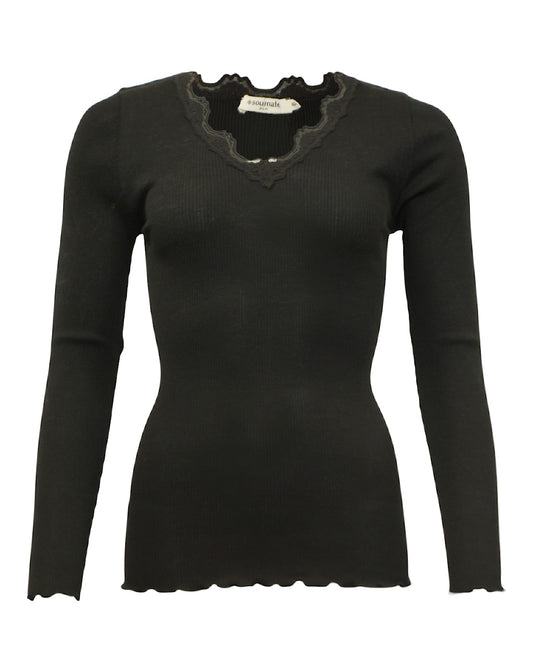 Silky 2 naisten pitkähihainen pehmeä ja laskeutuva silkkimodaali-paita naisille, V-pääntie.