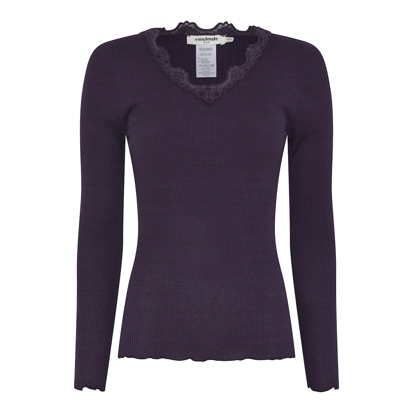 Silky 2 naisten pitkähihainen pehmeä ja laskeutuva silkkimodaali-paita naisille, V-pääntie.