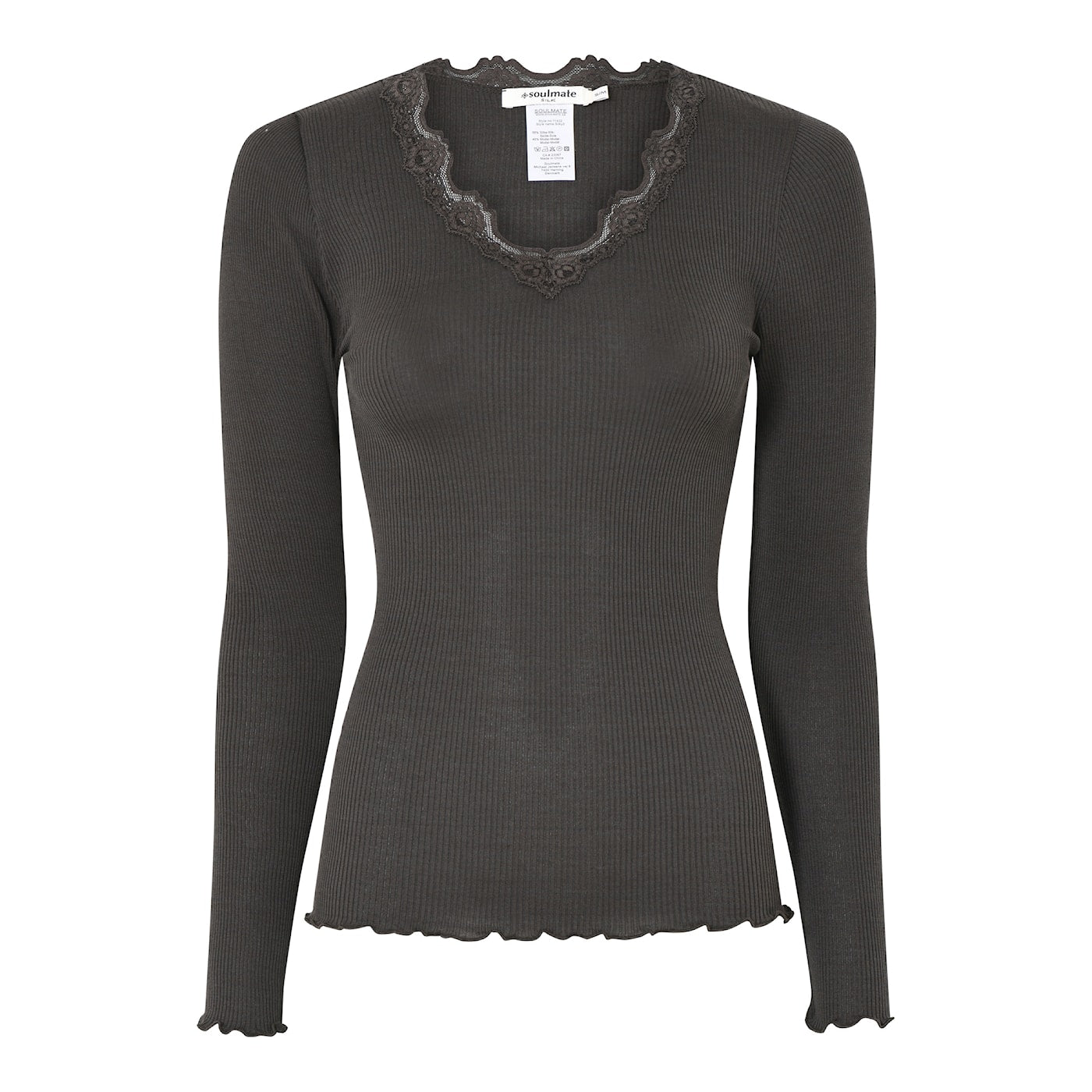 Silky 2 naisten pitkähihainen pehmeä ja laskeutuva silkkimodaali-paita naisille, V-pääntie.