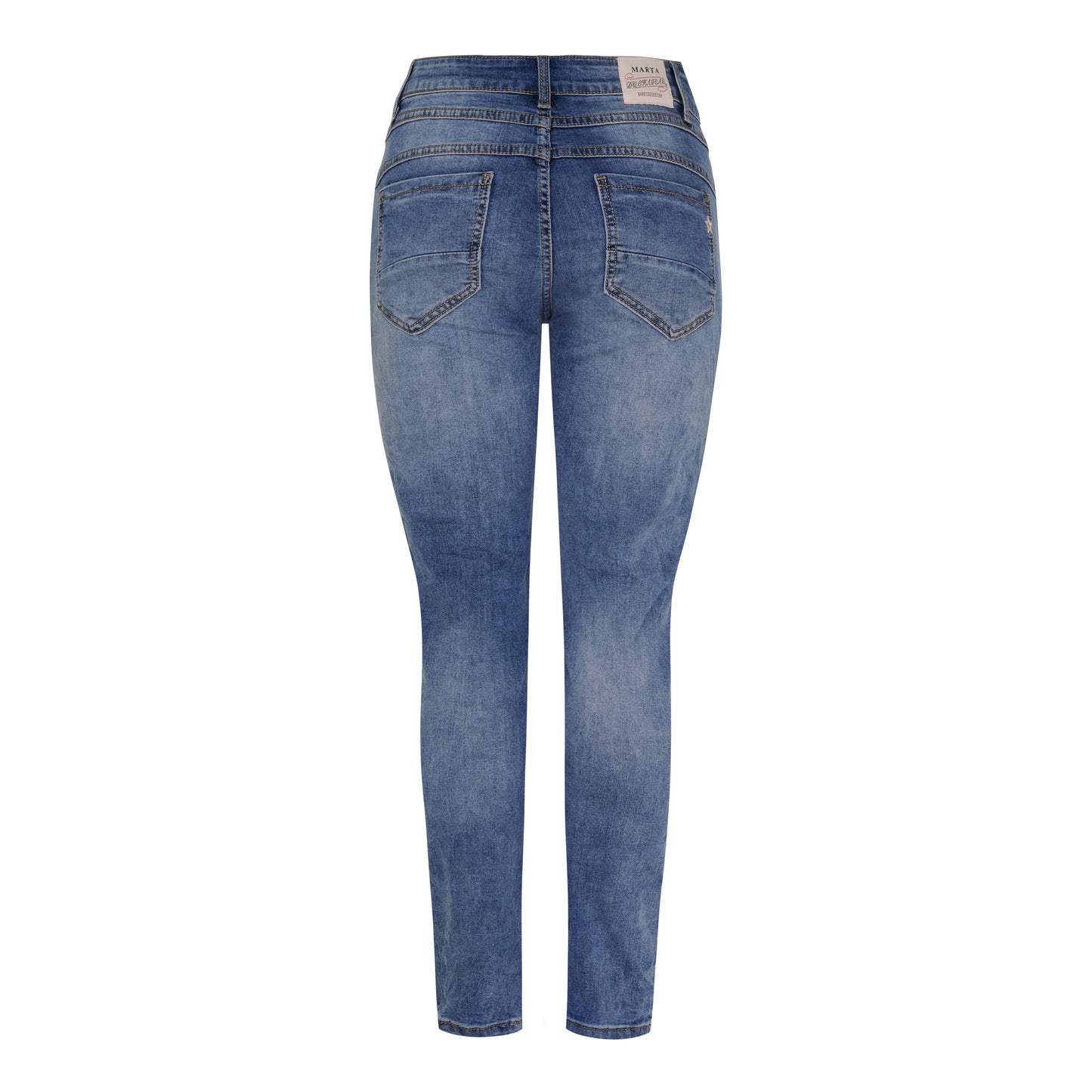 Solene-farkut MARTA, istuvat ja joustavat vaaleat farkut kapeilla lahkeilla ja nappikiinnityksellä – mukavat ja klassiset farkut arkeen.