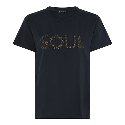 T-paita Soul-tekstillä – sininen puuvillainen perus-T-paita