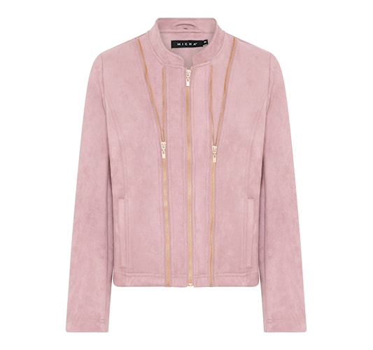 Spring Suede -tekstiilimokkatakki, pehmeä keinomokka ja kevyt rakenne.