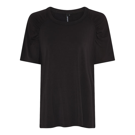 Espresson värinen T-paita, rento ja väljä leikkaus, pehmeä ja monikäyttöinen T-paita arkeen ja vapaa-aikaan