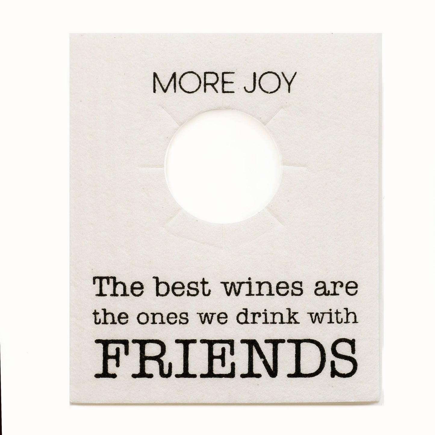 Viinipullon kaulus Friends– ekologinen, 100 % biohajoava kaulus, joka suojaa pullon ja on helppo puhdistaa käytön jälkeen.