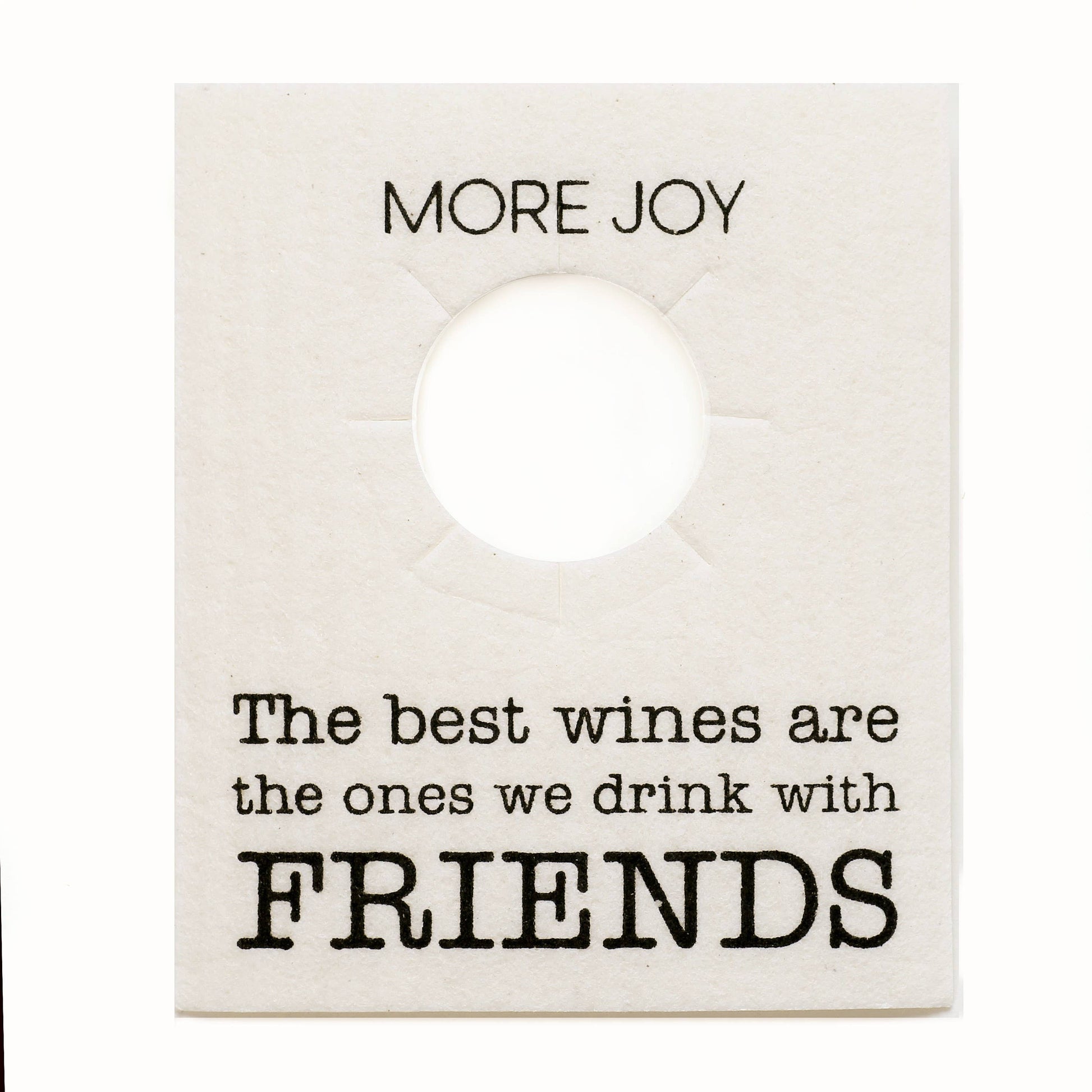 Viinipullon kaulus Friends– ekologinen, 100 % biohajoava kaulus, joka suojaa pullon ja on helppo puhdistaa käytön jälkeen.