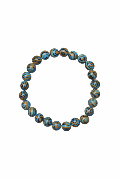 Kotirouva rannekoru marmoroiduilla kivihelmillä, joustava ja kevyt, ajaton design.